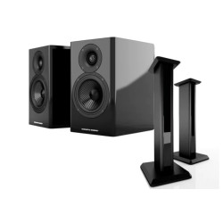 Acoustic Energy Bookshelf Speakers AE500s & Stands package Piano Gloss Black